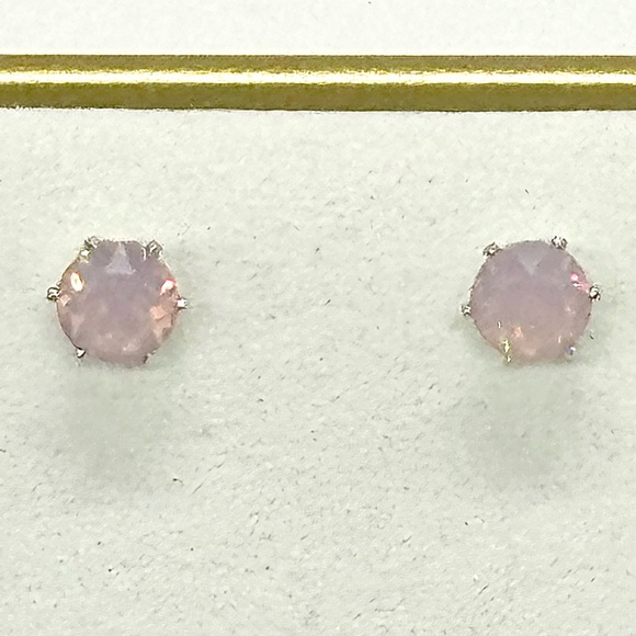 Rose Water Opal 8mm Crystal Stud Earrings Made with Swarovski Crystals - Picture 7 of 14